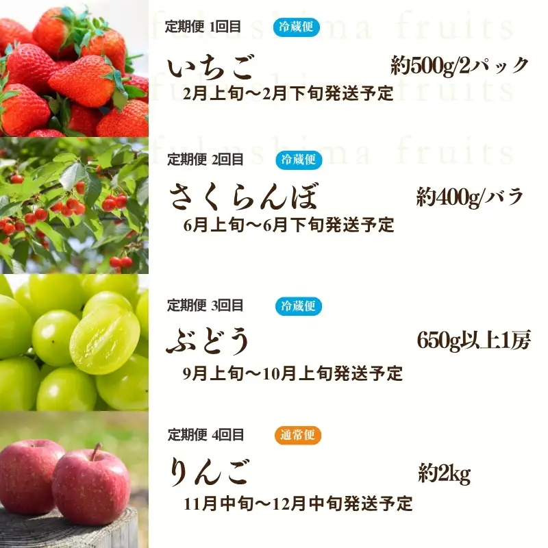 福島のフルーツ4品 定期便【2027年発送 先行予約】No.2272