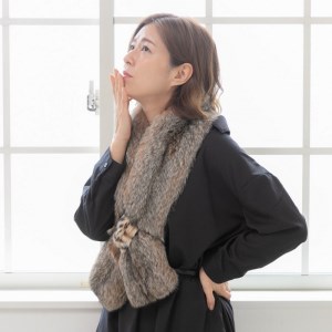 【0978】ナチュラルな質感が魅力！リンクスロングマフラー ベージュ