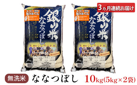 3ヵ月定期便 北海道産ななつぼし 10kg 無洗米 ななつぼし