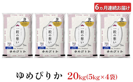 6ヵ月定期便 北海道産ゆめぴりか 20kg 機内食採用 ゆめぴりか
