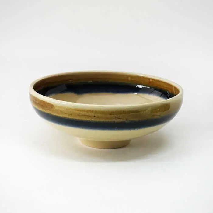 【波佐見焼】Folk Design 二色巻・矢羽根飴釉 丸平鉢 ボウル ペアセット 食器 皿 【玉有】 [IE17] 波佐見焼