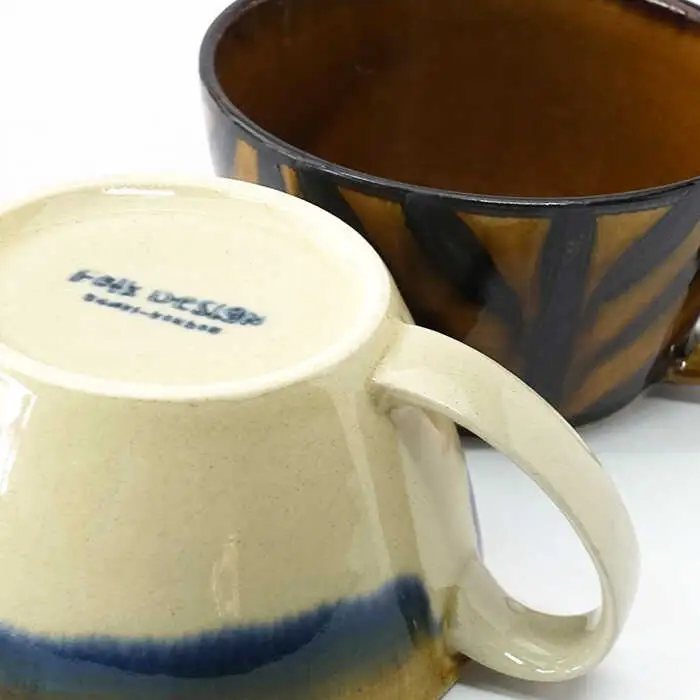 【波佐見焼】Folk Design 二色巻・矢羽根飴釉 スープカップ ペアセット 食器 皿 【玉有】 [IE21] 波佐見焼