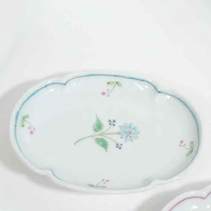 【波佐見焼】一つ花 木瓜型 小皿 ペアセット 食器 皿 【藍水】 [GB40]  波佐見焼