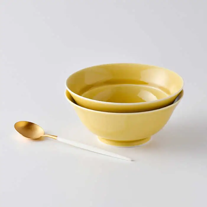 【波佐見焼】粋碗 どんぶり 茶碗 イエロー ペアセット 食器 皿 【光春窯】 [XD67] 波佐見焼