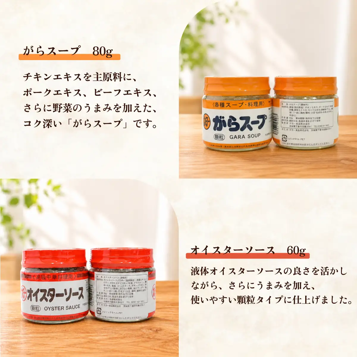調味料セットB 3種（鶏がらスープ・がらスープ・オイスターソース）