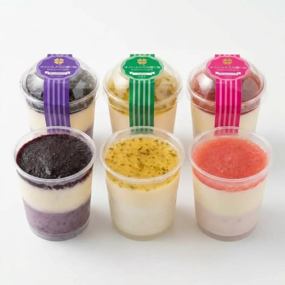 ゆふいんからの贈り物【アイスパフェ】6個セット（かぼす・いちごベリーツ・ブルーベリー）＜ゆふいんのおいしい牛乳＞ | アイスパフェ
