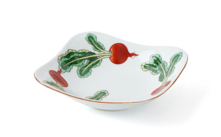 源右衛門窯 赤絵蕪絵 角型 鉢 器 食器 鉢 蕪絵 野菜 有田焼 ad020