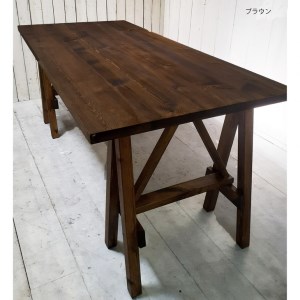 【キャメル】アンティーク風 無垢材 ソーホースデスク【トリアン脚】＜Dea-Sirio＞デスク