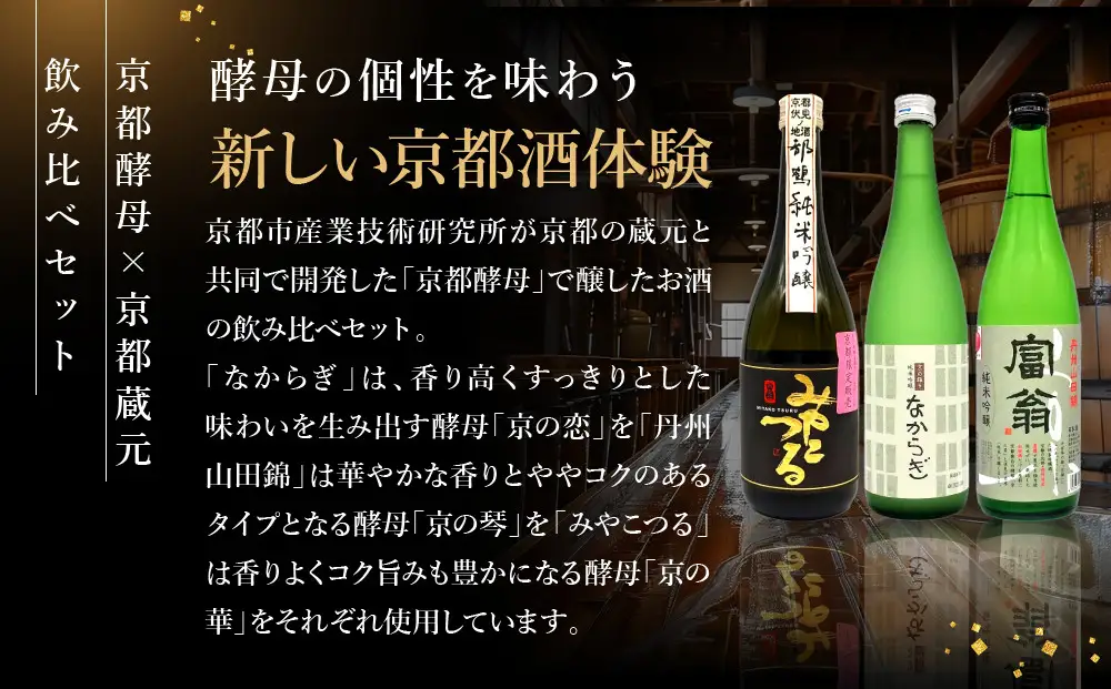【吟醸酒房 油長】京都酵母「京の恋」「京の琴」「京の華」3本飲み比べ｜日本酒 純米吟醸 人気セット