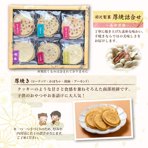 厚焼詰合せ 24枚入 ／ 南部煎餅 詰合せ 贈答用 せんべい 煎餅 手作り お菓子 和菓子 おやつ お茶請け お茶菓子 ごま かぼちゃ ピーナッツ アーモンド 食べ比べ 熨斗 のし 御中元 御歳暮 お中元 お歳暮 人気 おすすめ オススメ 【羽沢製菓】