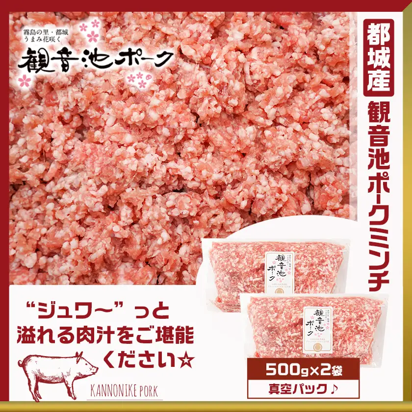 観音池ポークミンチ＆宮崎県産若鶏もも肉カット済1.9kgセット〔AA-9218〕_(都城市) 都城産 観音池ポーク 豚肉ミンチ 宮崎県産 若鶏もも肉切り身 鶏肉 鶏肉 真空パック  