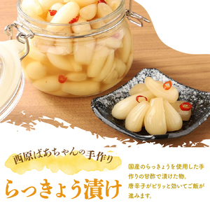 西原ばあちゃんの手作り梅しそ漬け・らっきょう漬けセット 梅干し らっきょう 無添加 手作り 梅しそ漬け らっきょう漬け セット 風味豊 昔ながら 自然の味 ギフト プレゼント 贈り物 贈答 送料無料 山梨県 上野原市