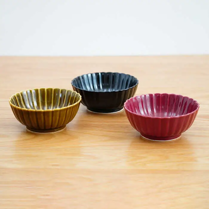【波佐見焼】花しのぎ 小鉢 （鶯茶・墨・紅） 3点セット 食器 皿 【団陶器】 [PB102] 波佐見焼