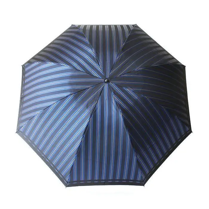 槙田商店【紳士折りたたみ傘】Tie Stripe×Plain ブルー