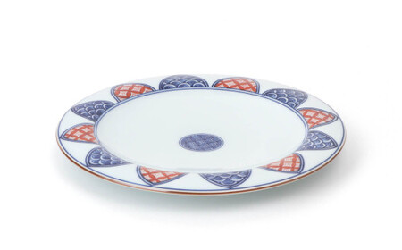 源右衛門窯 染錦波七宝文 皿 器 食器 盛皿 プレート 有田焼 ad031