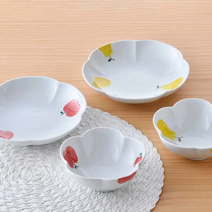【波佐見焼】りんご・ラフランス フラワー ボウル プレート セット 食器 皿 【松幸陶芸】 [HB44] 波佐見焼