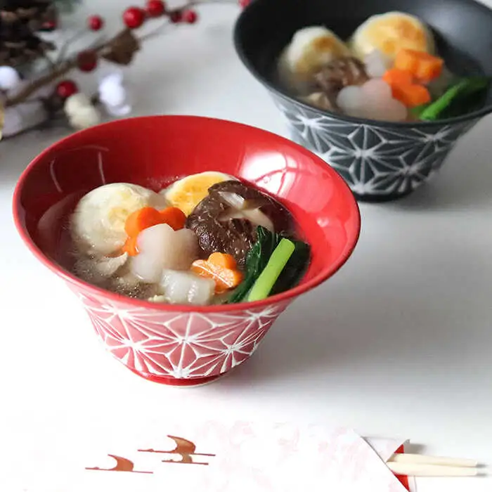 【波佐見焼】ホワイトライン麻 ミニ丼 どんぶり 赤・マットブラック ペアセット 食器 皿 【翔芳窯】 [FE167] 波佐見焼 食器