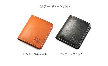 紙幣とカードのコンパクト折り畳みウォレット　バンナイズ オイル シュリンク レザー 本革 財布 コンパクト ファッション小物 ファッション  ビンテージブラック