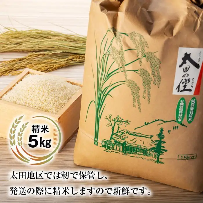 【定期便　全3回】『太田のちから』5kg　減農薬栽培・有機質肥料栽培のコシヒカリ