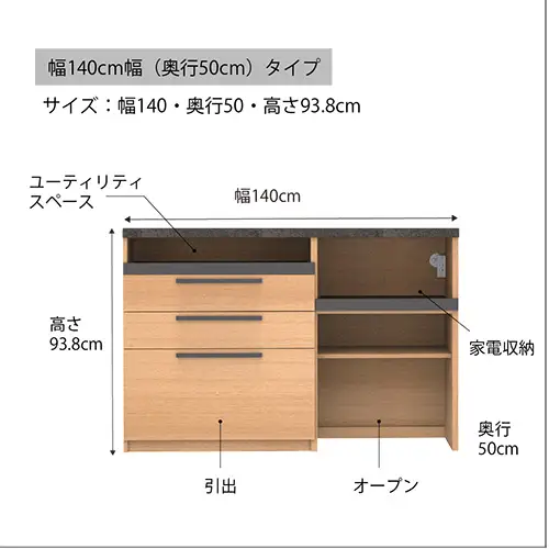 食器棚 カップボード 組立設置 SY-1400Rカウンター [No.592]