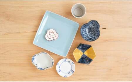 有田焼 四角いプレートと小皿で楽しむおせち お正月のうつわセット マルシゲ陶器 ex001