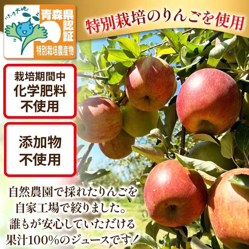 りんごジュース ふじ 1L×6本 計6L 無添加 ストレート果汁100％