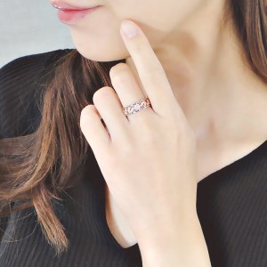 55-9-4 指輪 Pt900 K18PG コンビ リング ダイヤモンド 計0.15ct プラチナ ピンクゴールド フラワー 花 透かし【f203-ptpg】 ALPAZ082