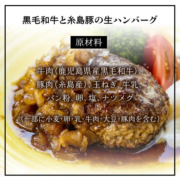 【ご家庭用】糸島一人気の黒毛和牛と糸島豚の手ごね生ハンバーグ 特製角切りオニオンのハンバーグソース付！冷凍真空パック 150g×4個 個包装【CHAMP CAFE】 [AQE009]