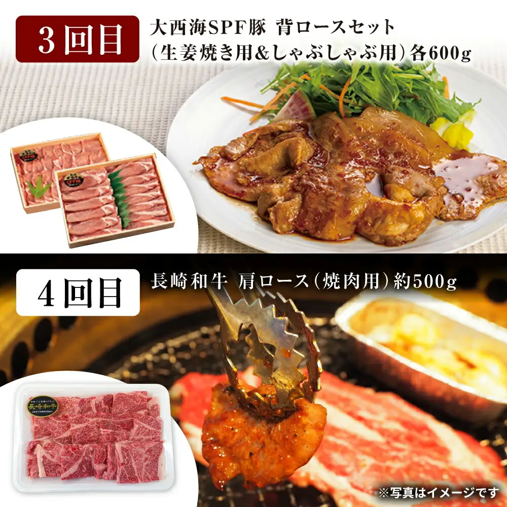 【オールスター定期便☆】【12回定期便】 長崎和牛 大西海SPF豚 定期便  訳あり ＜大西海ファーム＞ [CEK186]