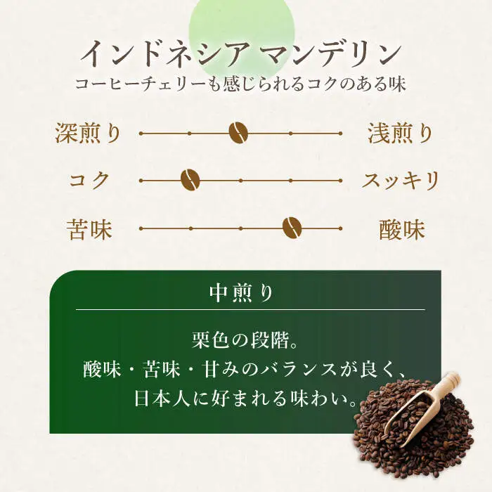 【豆タイプ】 【3回定期便】【一番人気♪】中煎り インドネシア マンデリン 自家焙煎コーヒー 5袋 ＜giko coffee＞ [CFK017]