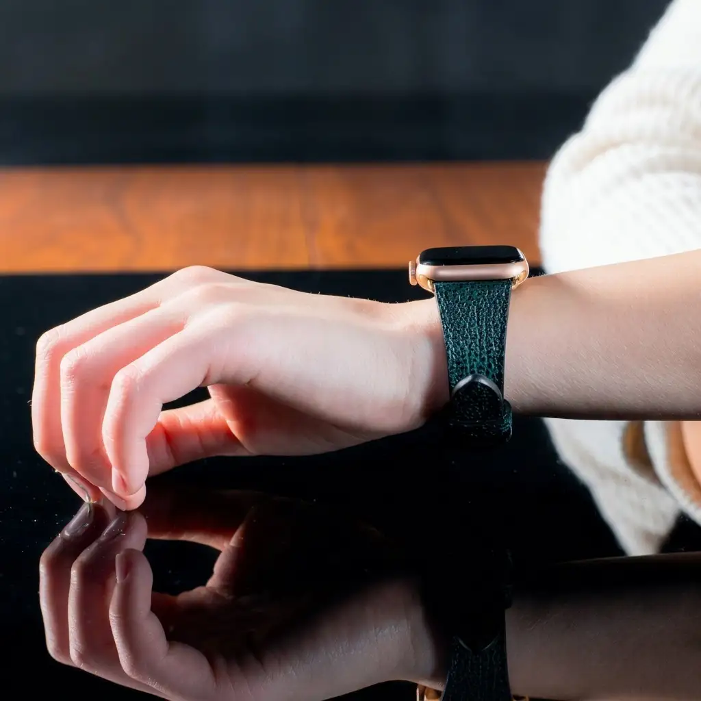 レザーバンド姫路黒桟革AppleWatch替えベルトレザーバンド【41mm】 ホワイト×シルバー