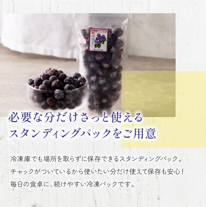森のともだち農園　冷凍ブルーベリー（スタンディングパック）１５０ｇ×３パック
