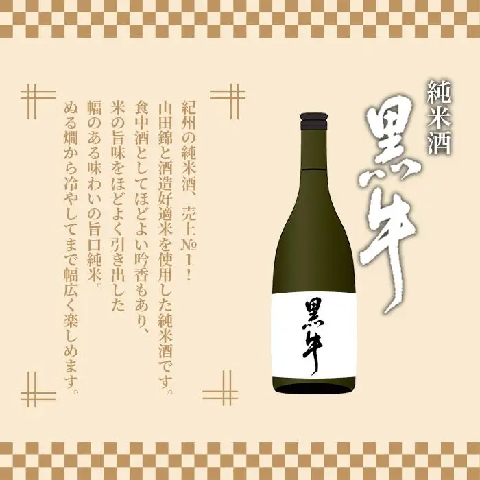 【ギフト対応】【化粧箱入り】純米酒「黒牛」「紀の国」2本セット
