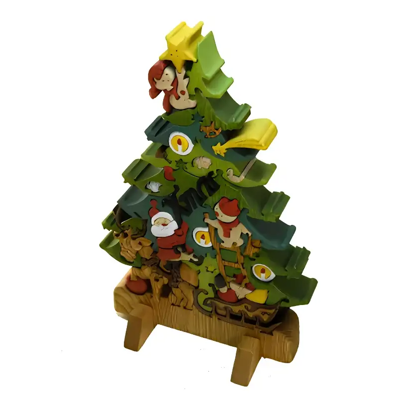 木工パズルクリスマスツリー３（色付き） 積み木 積木 つみき 木のおもちゃ 動物つみき バランス ごっこ遊び おもちゃ 木製玩具 知育玩具 男の子 女の子 子供 子ども 国産 安心 安全 出産祝い お祝い 贈り物 日本製 無塗装 ナチュラル 職人 手作り ギフト プレゼント 送料無料