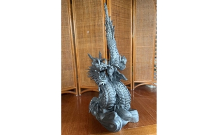 置物 瓦細工師手作り俱利伽羅龍いぶし粘土 置物