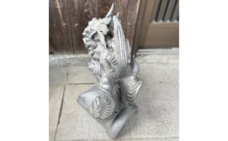 置物 瓦細工師手作り玉乗り唐獅子神獣 置物
