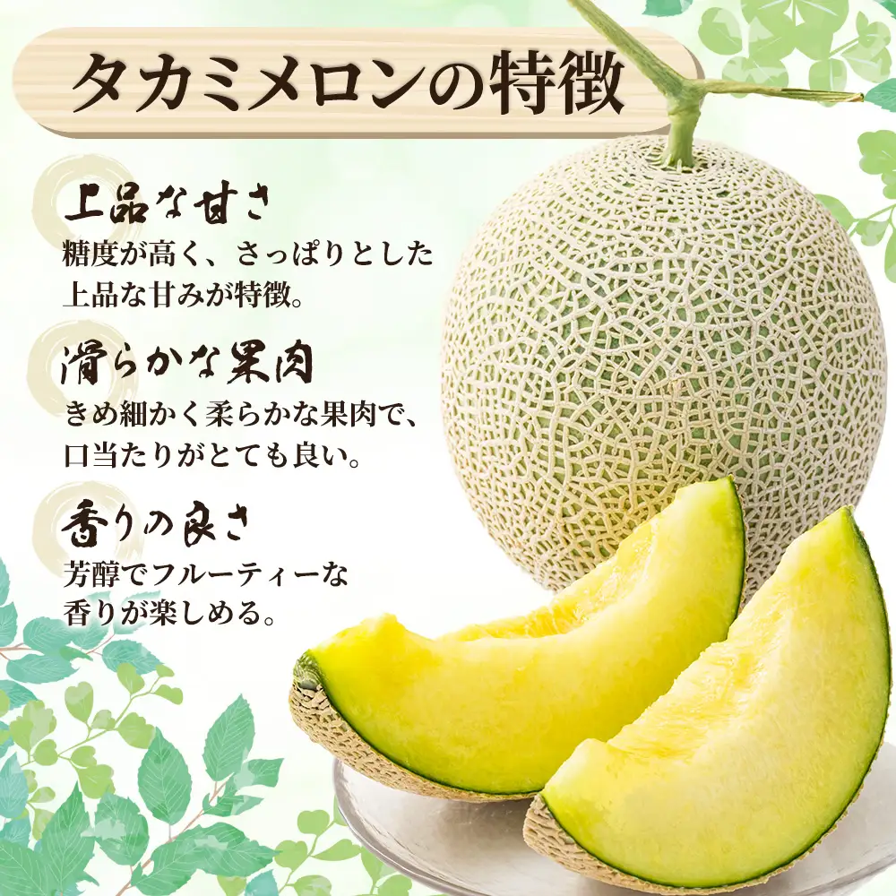 【2027年4月中旬発送開始】タカミメロン（極み）大玉2個入り 3.4kg～4kg メロン めろん 果肉 果実 大玉 果物 くだもの フルーツ 旬 旬のフルーツ 旬の果物  極上 熊本県 多良木町 多良木 001-0659