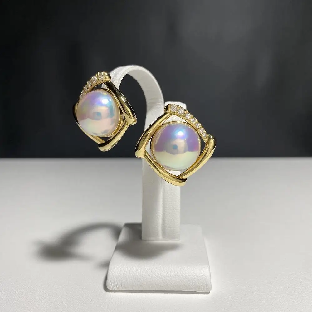 【奄美パール】奄美の輝き®×桜珠　マベ真珠 13mm K18イエローゴールド巻ピアス2477＜数量限定＞