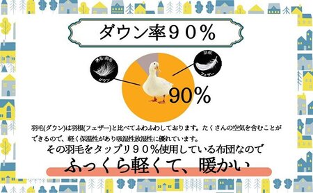 羽毛布団 掛け布団 シングル 北欧調 グレー 羽毛布団【ダウン90% 1.0kg】