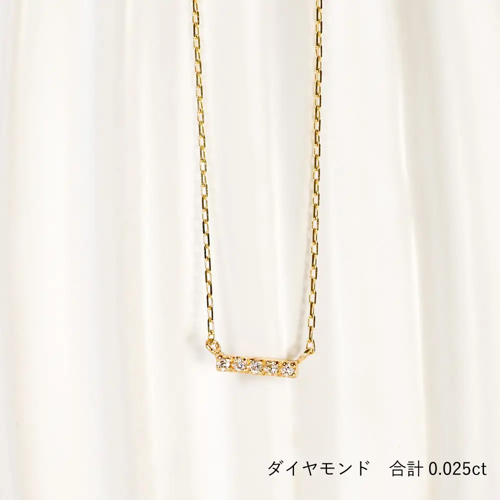 人気！華奢見えストレートデザイン K10イエローゴールドダイヤモンドネックレス アジャ付き 40cm / K10-01-01 金 ゴールド ダイヤ ジュエリー アクセサリー ギフト プレゼント レディース シンプル 定番 ネックレス