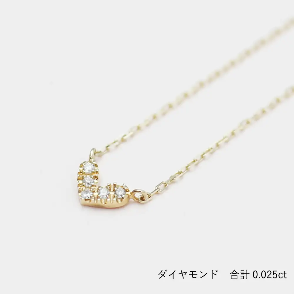 大大人気！ぷっくりハートデザインがかわいい！K10イエローゴールドダイヤモンドネックレス アジャ付き 40cm / K10-01-06 金 ゴールド ダイヤ ジュエリー アクセサリー ギフト プレゼント レディース シンプル 定番 ネックレス