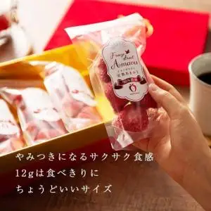 形も味も生のまま！武下さんちの完熟あまおうフリーズドライ 12g×4袋セット 赤いVIPボックスに入れて！