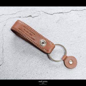 maf pinto (マフ ピント)ストラップ キーリング キーホルダー キーケース ライトブラウン(白ステッチ) レザー 本革 日本製