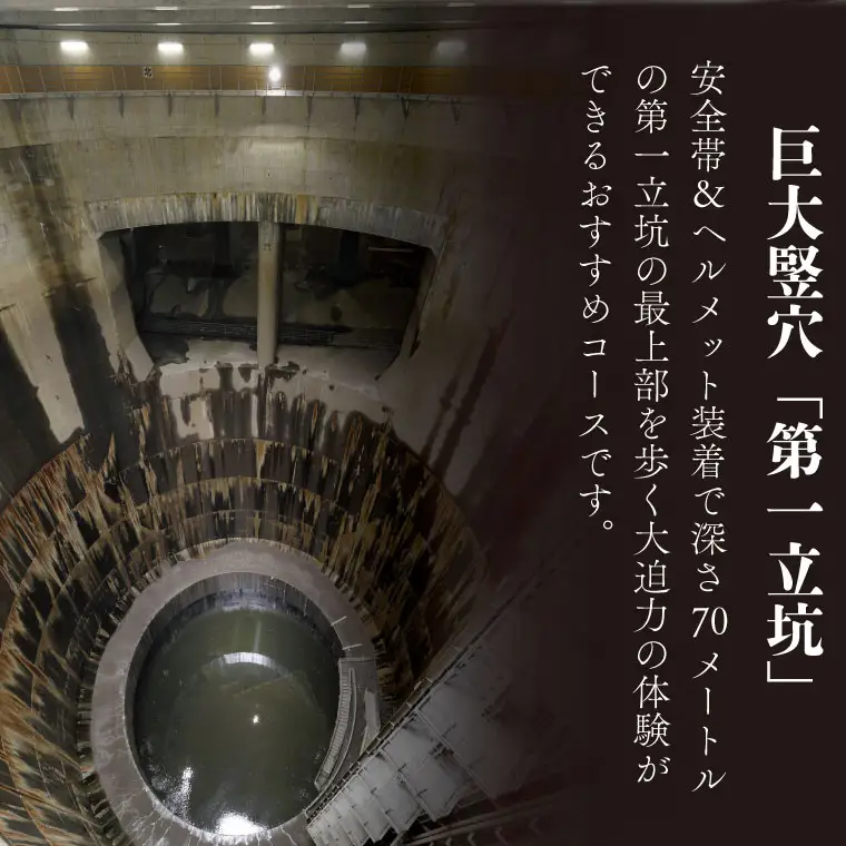 迫力満点！首都圏外郭放水路立坑体験コース1名様チケット（引換券）【埼玉県 春日部市 観光 アクティビティ 冒険 非日常 おでかけ 週末 一人 旅行 大人 レジャー】(BM002-1)