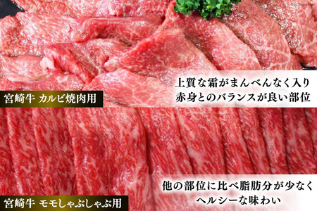 【宮崎牛】 カルビ焼肉・しゃぶしゃぶ セット 計800g