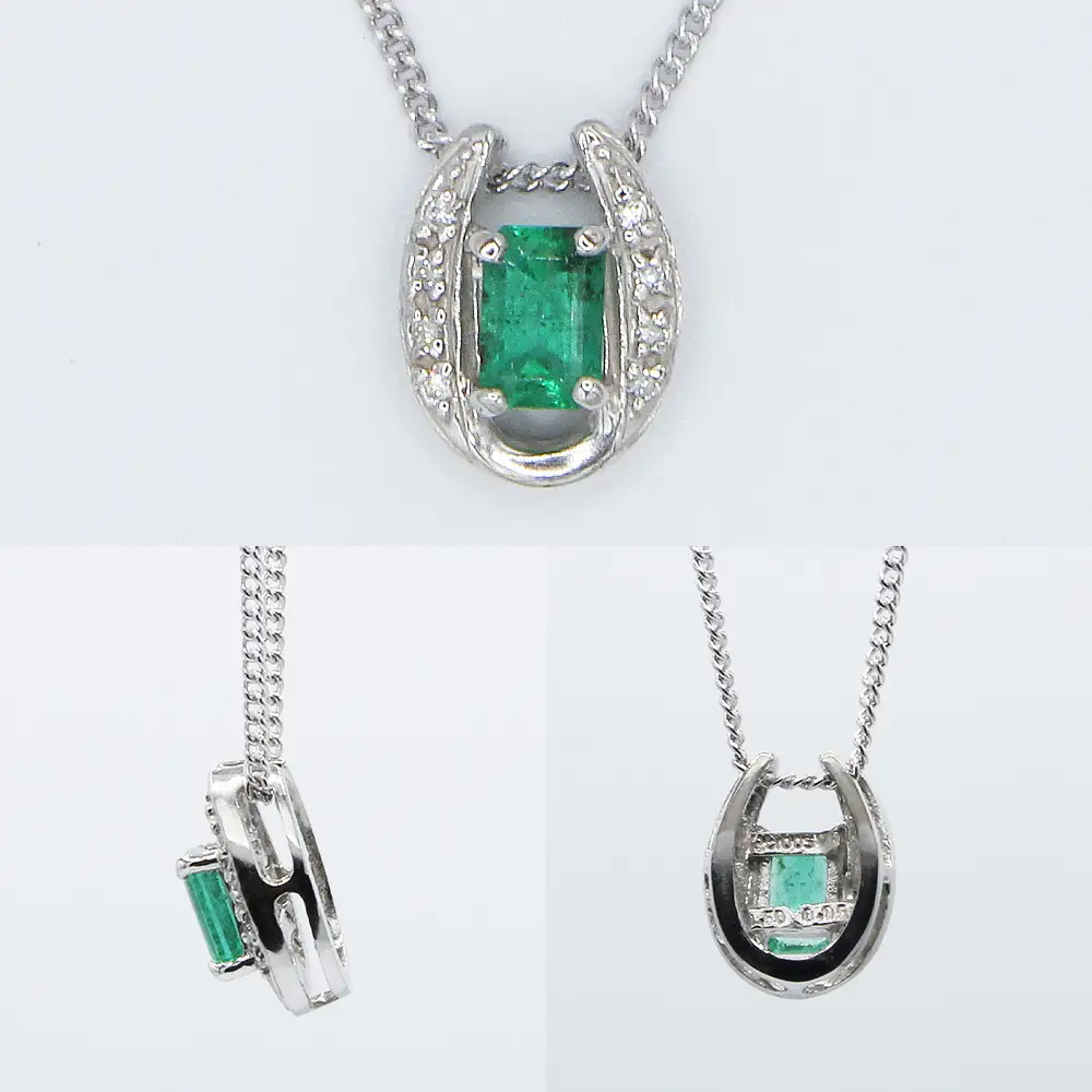 エメラルド ペンダント 0.5ct 0.5カラット PT100 プラチナ100 馬蹄 Ag900（24118） [山梨 ペンダント ネックレス エメラルド プラチナ ジュエリー ダイヤモンド ] 山梨県 甲斐市 BR-49