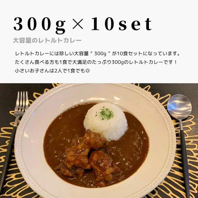 【キャンプカレー】大容量300gのレトルトカレー10食セット！ホロホロの大きな手羽元が2本も入って食べ応え抜群！