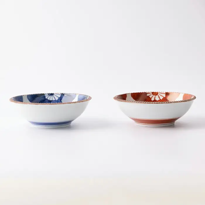 いげ皿 丸鉢染ソフィア(赤青) 16cm 2点 NAZ508 やきもの 食器
