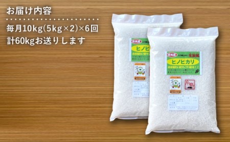 【 全6回 定期便 】米 旋風 ヒノヒカリ 10kg（ 5kg × 2 ）《百笑屋》 [ABF024]  米 お米 白米 精米 定期便 ひのひかり