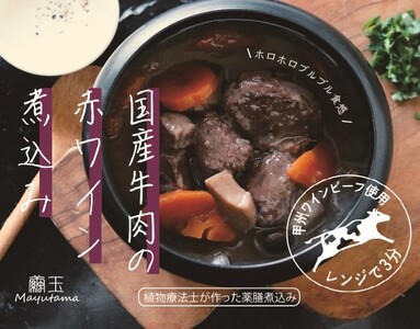 植物療法士が作った薬膳煮込み　甲州ワインビーフ使用　国産牛肉の赤ワイン煮込み5個セット